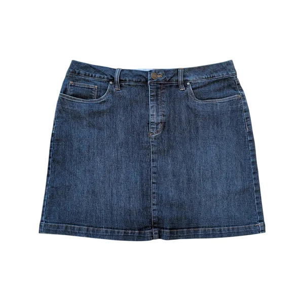 Croft & Barrow Effortless Stretch Denim Jean Skort 14 Blue Built-in Shorts - Picture 1 of 14